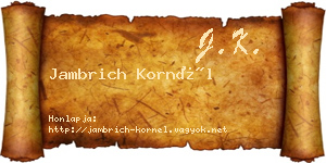 Jambrich Kornél névjegykártya
